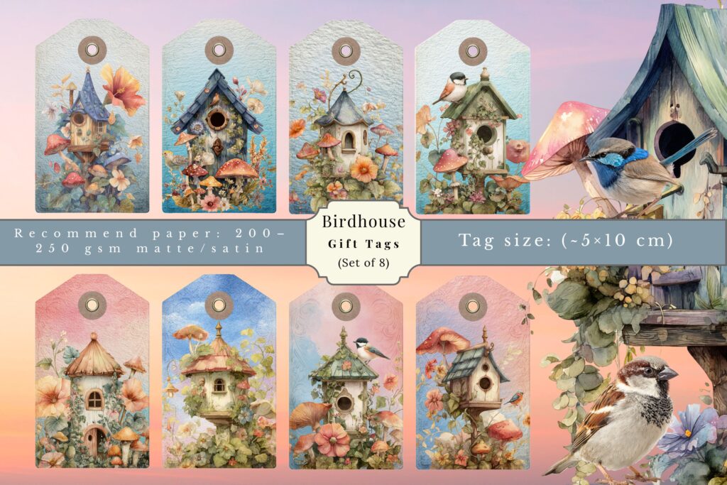Birdhouse Gift Tag Set (8 Designs)