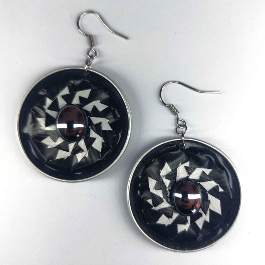 Black Earrings with Detail by Upcycled