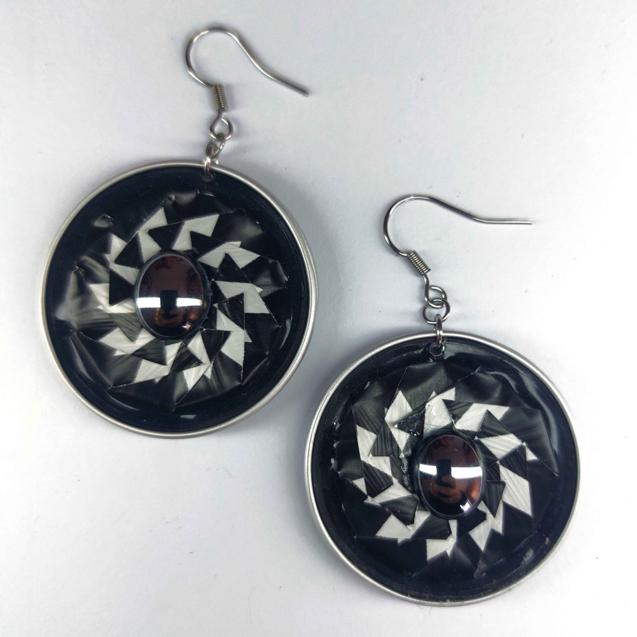 Black Earrings with Detail by Upcycled