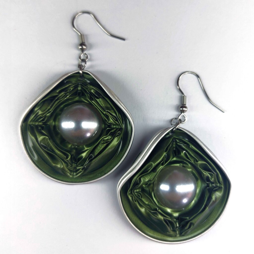 Dark Sap Green Earrings by Upcycled