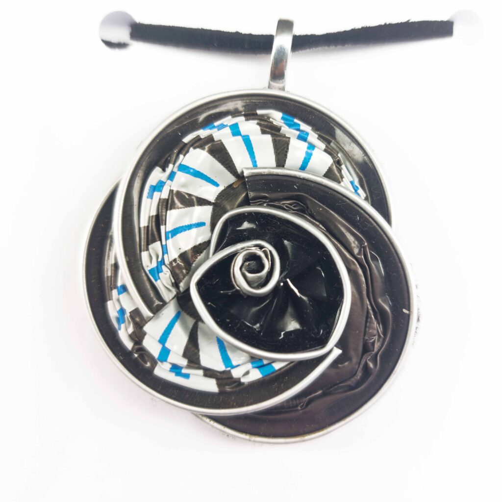 Dark Grey Pendant with Bold Contrast and Blue Accents by Upcycled