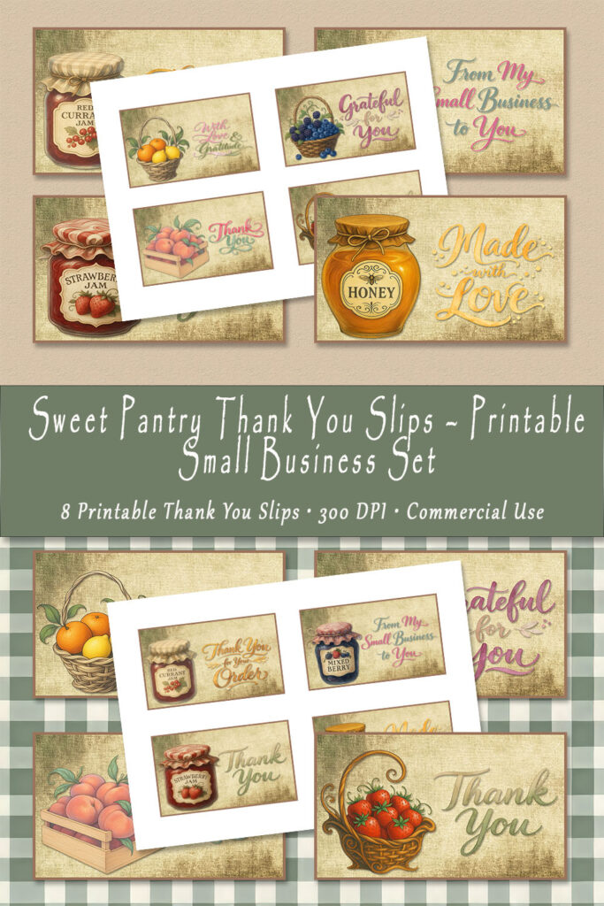 Sweet Pantry Thank You Slips – Printable Small Business Thank You Cards (Commercial Use)