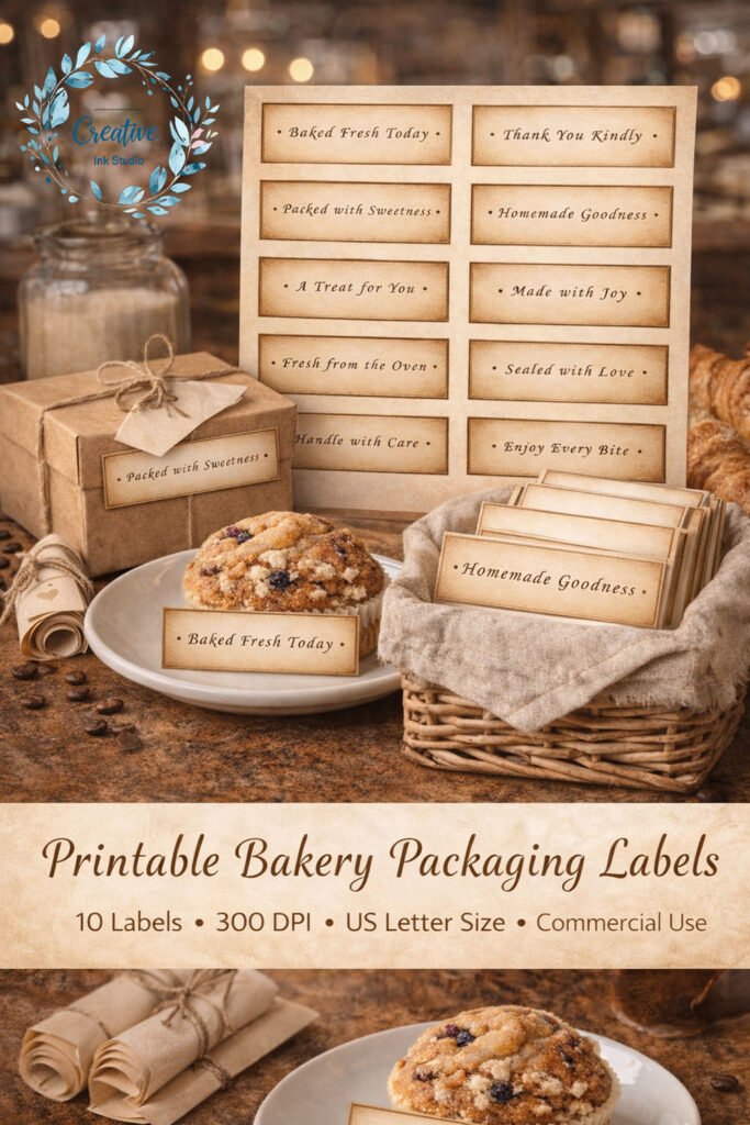 Printable Bakery Packaging Labels – Vintage Cafe Style